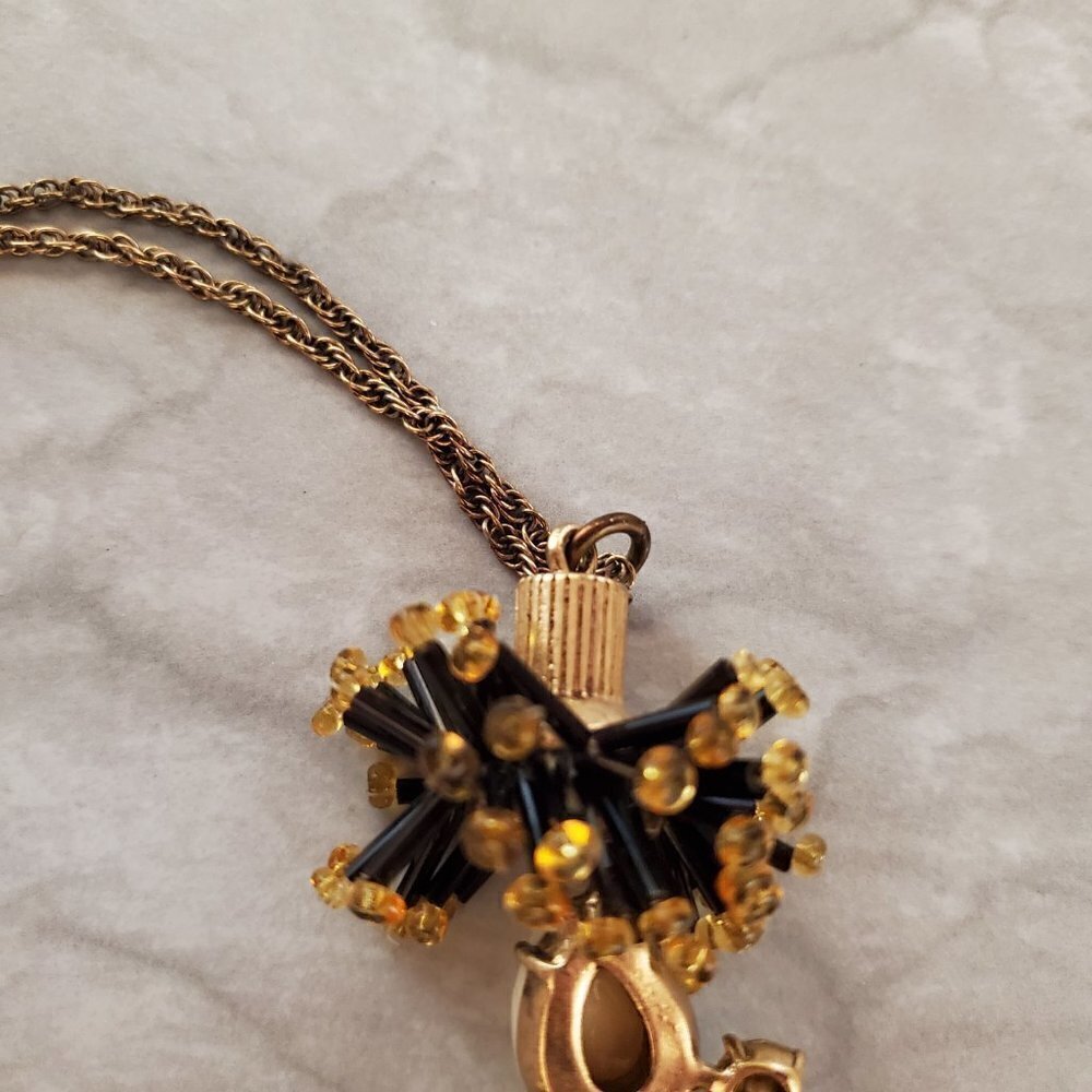 ✨ J. Crew Black Gold Matchstick Iridescent Rhinestones Crystals Beaded Pendant ✨ - Picture 10 of 12